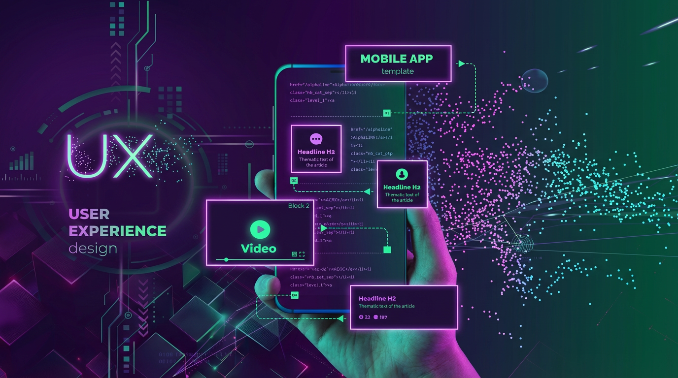 A decorative image illustrating user interface and user experiences.